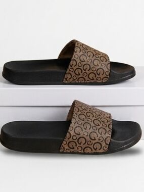 Brown Monogram Slide Sandals - Men's Comfort Slides Size 39